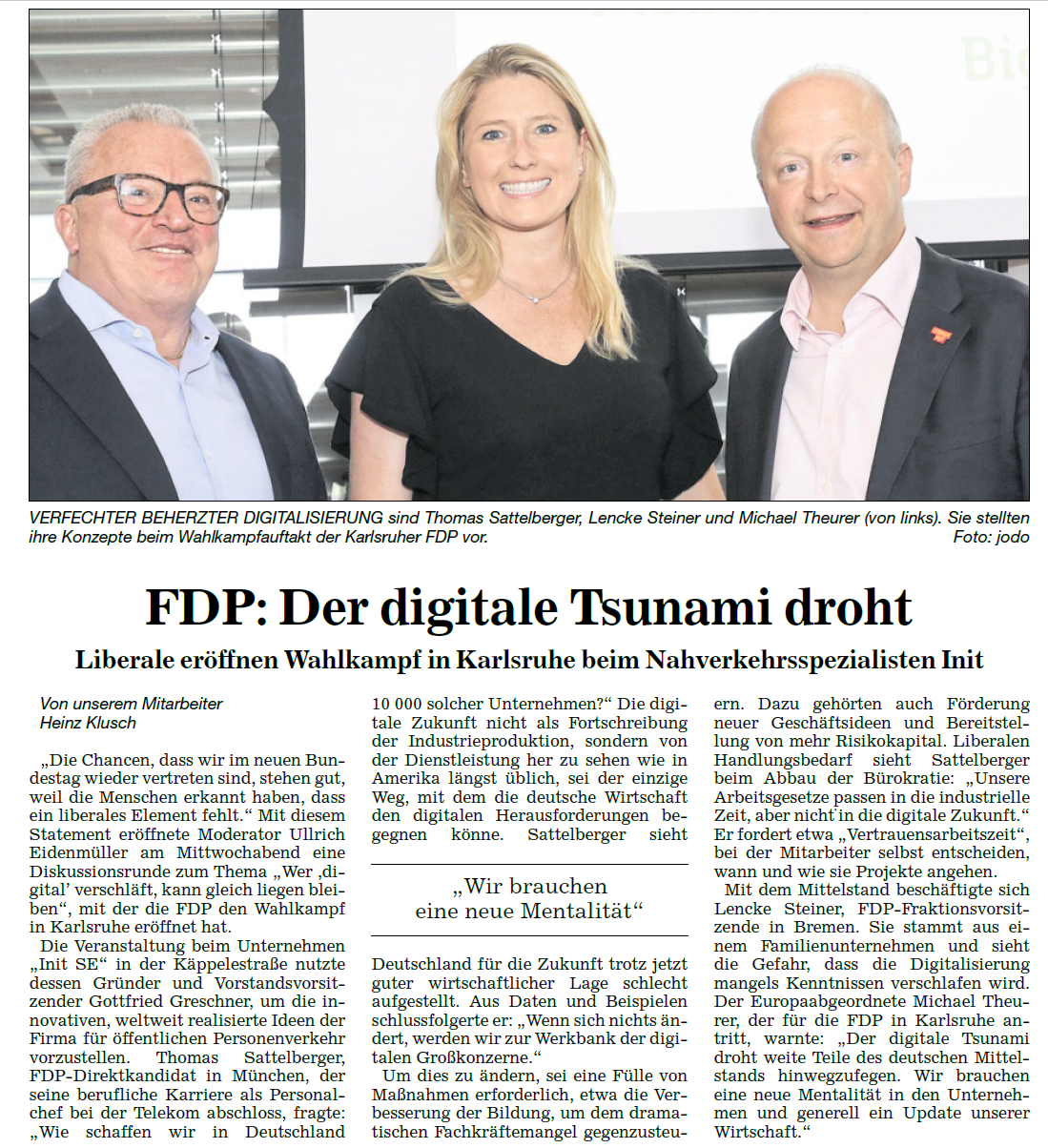 Bericht BADISCHE NEUSTE NACHRICHTEN