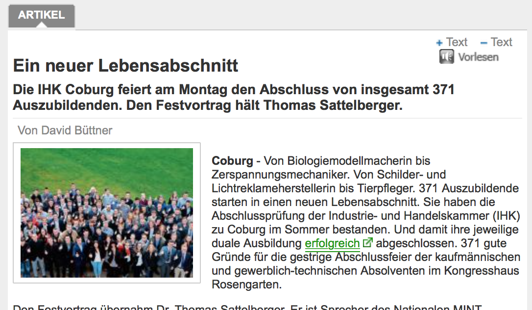 Bericht Neue Presse Coburg