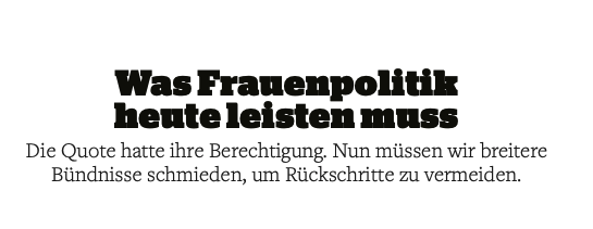08/2018 - Was Frauenpolitik heute leisten muss