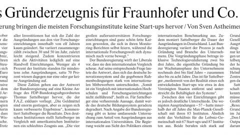Schlechtes Gründerzeugnis für Fraunhofer und Co.